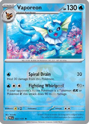 Vaporeon (Master Ball Pattern) (022/131) [SV Prismatic Evolutions] Holofoil - Rare