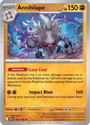 Annihilape (092/182) [SV10 Destined Rivals] Reverse Holofoil - Rare