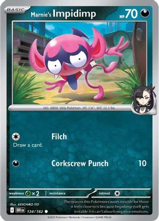 Marnie's Impidimp (134/182) [SV10 Destined Rivals] Reverse Holofoil - Common