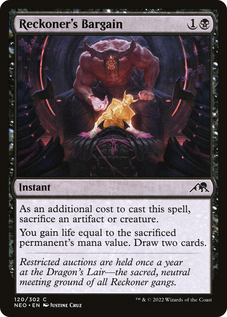 Reckoner's Bargain (NEO-120) [Kamigawa: Neon Dynasty] Foil