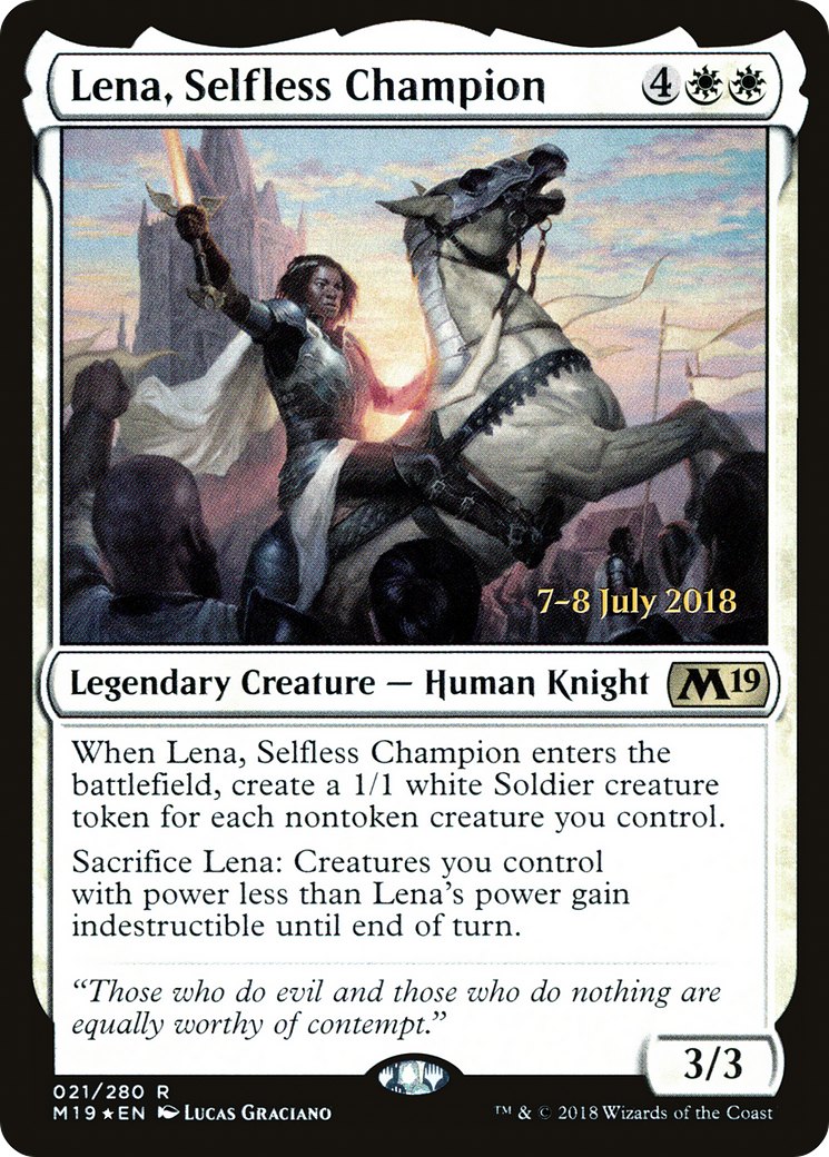 Lena, Selfless Champion (PRE-021) [Core Set 2019 Promos] Foil