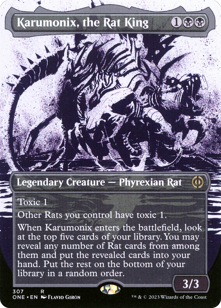 Karumonix, the Rat King (Showcase) (ONE-307) (Borderless) [Phyrexia: All Will Be One]