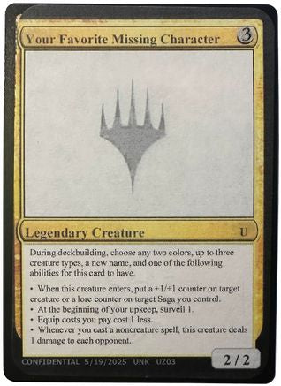 Your Favorite Missing Character [Un-Known Event Playtest Cards]