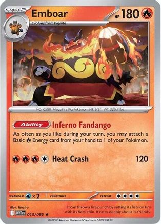 Emboar (013/086) [SV White Flare] Reverse Holofoil - Rare