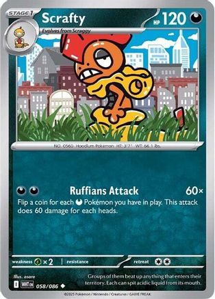 Scrafty (058/086) [SV White Flare] Reverse Holofoil - Uncommon