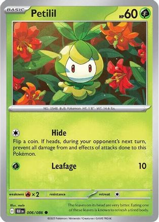 Petilil (006/086) [SV Black Bolt] Reverse Holofoil - Common