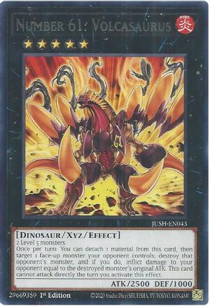 Number 61: Volcasaurus (Rare) (JUSH-EN043) - Justice Hunters 1st Edition