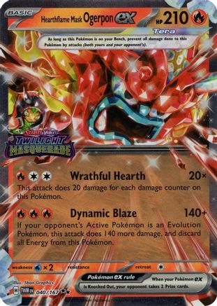 Hearthflame Mask Ogerpon ex (Twilight Masquerade Stamp) (040/167) [Miscellaneous Cards & Products] Holofoil - Double Rare