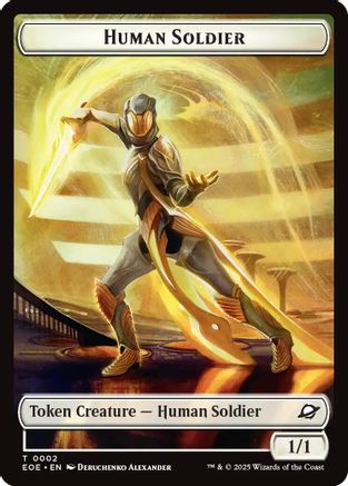 Human Soldier // Lander (0008) Double-Sided Token (EOE-2 // 8) [Edge of Eternities] Foil