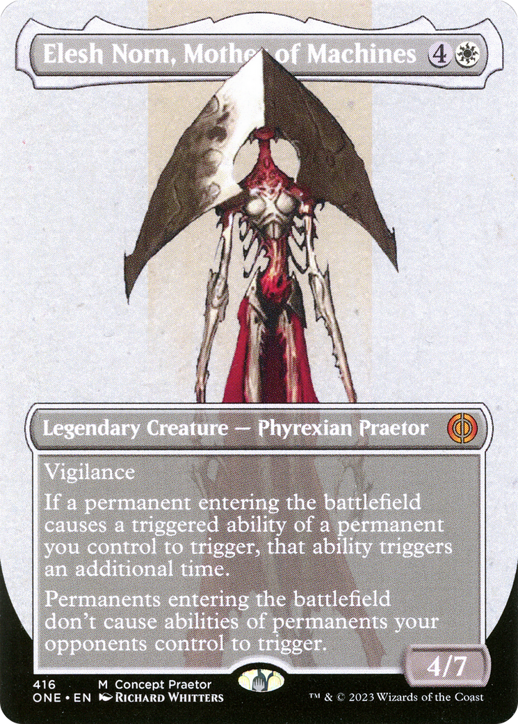 Elesh Norn, Mother of Machines (Concept Praetor) (ONE-416) (Borderless) [Phyrexia: All Will Be One] Foil