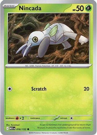 Nincada (016/132) [ME01 Mega Evolution] Reverse Holofoil - Common
