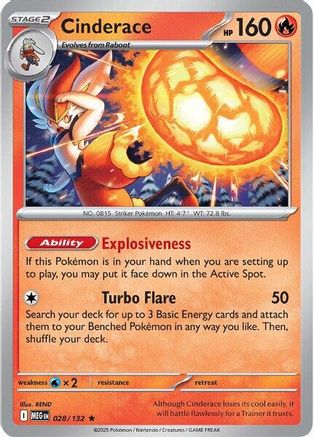 Cinderace (028/132) [ME01 Mega Evolution] Reverse Holofoil - Rare
