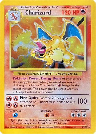 Charizard (Black Dot Error) (004/102) [Base Set] Holofoil - Holo Rare