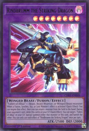 Rindbrumm the Striking Dragon (Ultra Rare) (CH01-EN049) - THE CHRONICLES DECK: The Fallen & The Virtuous (All-Foil Edition) 1st Edition
