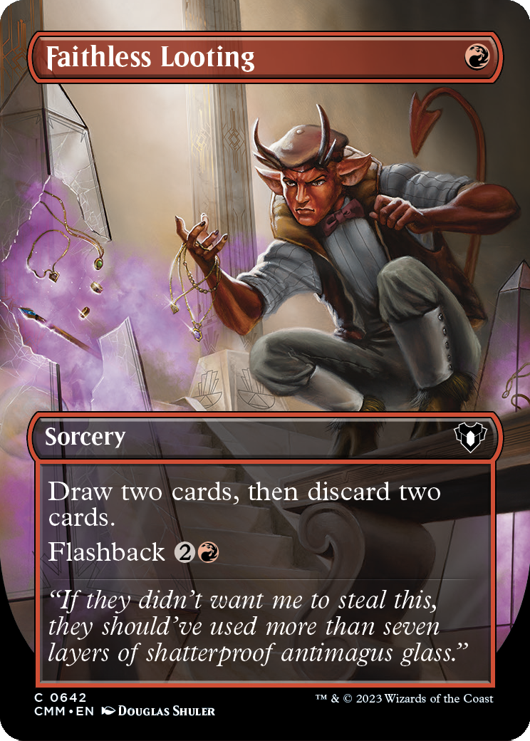 Faithless Looting (Borderless) (CMM-642) [Commander Masters] Foil
