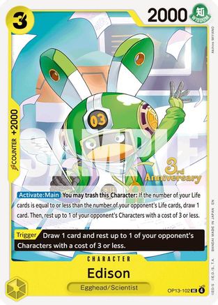 Edison (OP13-102) - Carrying On His Will: 3rd Anniversary Tournament Cards