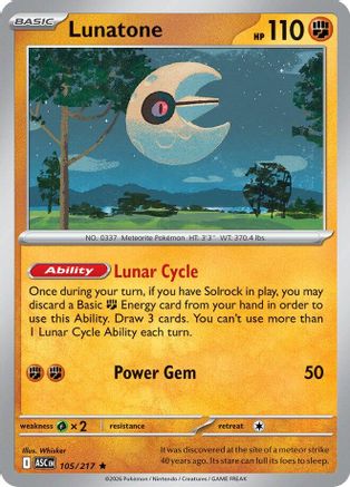 Lunatone (105/217) [ME Ascended Heroes] Holofoil - Rare