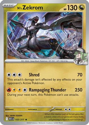 N's Zekrom (155/217) [ME Ascended Heroes] Reverse Holofoil - Rare