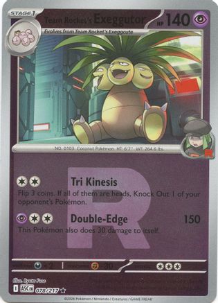 Team Rocket's Exeggutor (Team Rocket) (078/217) [ME Ascended Heroes] Reverse Holofoil - Rare