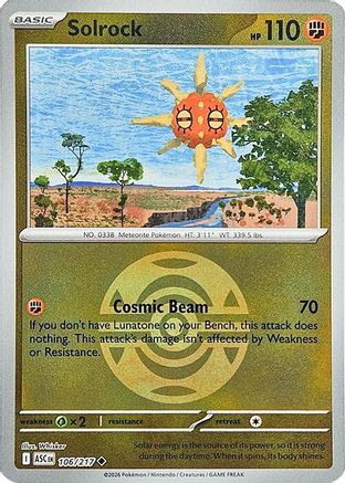Solrock (Dusk Ball) (106/217) [ME Ascended Heroes] Reverse Holofoil - Uncommon