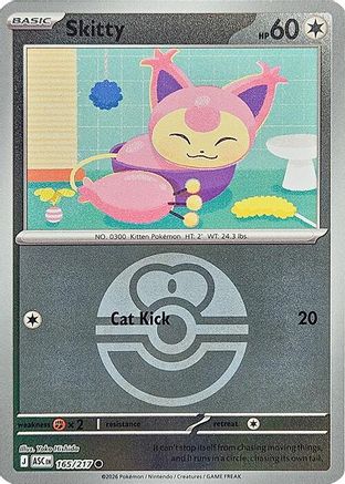 Skitty (Love Ball) (165/217) [ME Ascended Heroes] Reverse Holofoil - Common