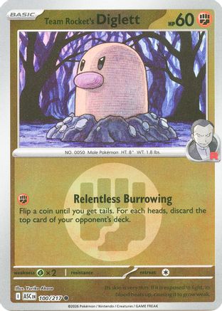 Team Rocket's Diglett (Energy Symbol Pattern) (100/217) [ME Ascended Heroes] Reverse Holofoil - Common