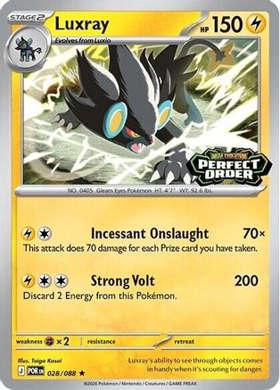 Luxray (Perfect Order Stamped) (028/088) [Miscellaneous Cards & Products] Holofoil - Rare