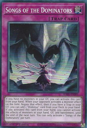 Songs of the Dominators (Super Rare) (RA05-EN081) - Rarity Collection 5 1st Edition