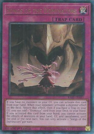 Songs of the Dominators (Prismatic Ultimate Rare) (RA05-EN081) - Rarity Collection 5 1st Edition