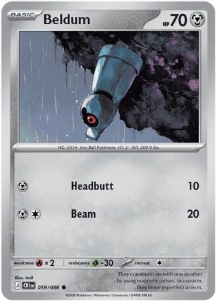 Beldum (059/086) [ME04 Chaos Rising] Reverse Holofoil - Common
