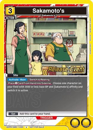 Sakamoto's (UE19BT/SMD-1-035) - UE19BT SAKAMOTO DAYS Release Event Cards