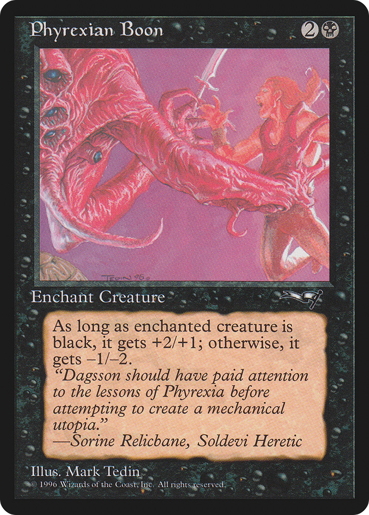 Phyrexian Boon (Man Held Aloft) (ALL-023) [Alliances]