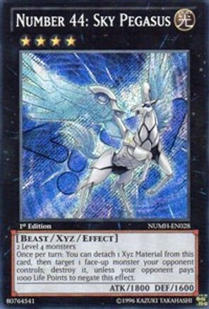 Number 44: Sky Pegasus (Secret Rare) (NUMH-EN028) - Number Hunters 1st Edition