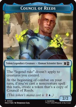 Council of Reeds (0024) // Merfolk (0024) Double-Sided Token (Surge Foil) (MSC-24 // 24) [Commander: Marvel Super Heroes] Foil