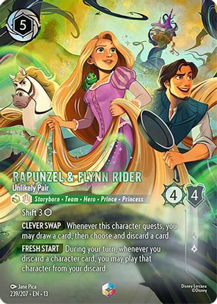 Rapunzel & Flynn Rider - Unlikely Pair (Enchanted) (239/207) - Attack of the Vine Holofoil