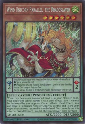 Wind Unicorn Parallel, the Dracoslayer (Secret Rare) (MAMO-EN125) - Magnificent Monsters 1st Edition