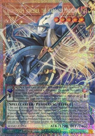 Horoscope Sorcerer, the Stargazer Magician (Starlight Rare) (Extended Art) (Starlight Rare) (MAMO-EN014) - Magnificent Monsters 1st Edition