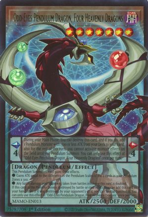 Odd-Eyes Pendulum Dragon, Four Heavenly Dragons (Extended Art) (Ultra Rare) (MAMO-EN013) - Magnificent Monsters 1st Edition