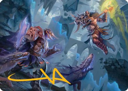 Garruk, Veiled Butcher // Garruk, Curse Breaker Art Card (Gold-Stamped Signature) (ASFRA-032) [Art Series: Reality Fracture]