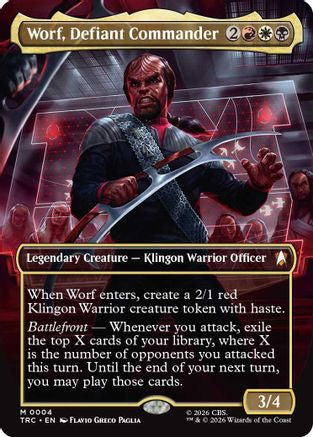 Worf, Defiant Commander (Borderless) (TRC-004) [Commander: Star Trek] Foil