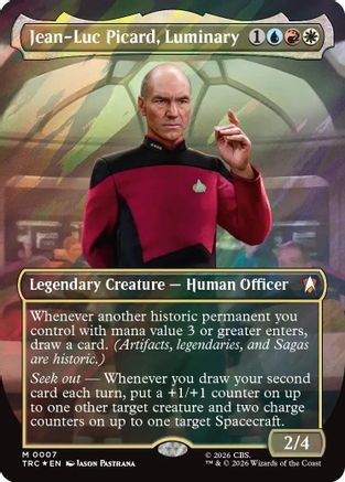 Jean-Luc Picard, Luminary (Borderless) (Surge Foil) (TRC-007) [Commander: Star Trek] Foil
