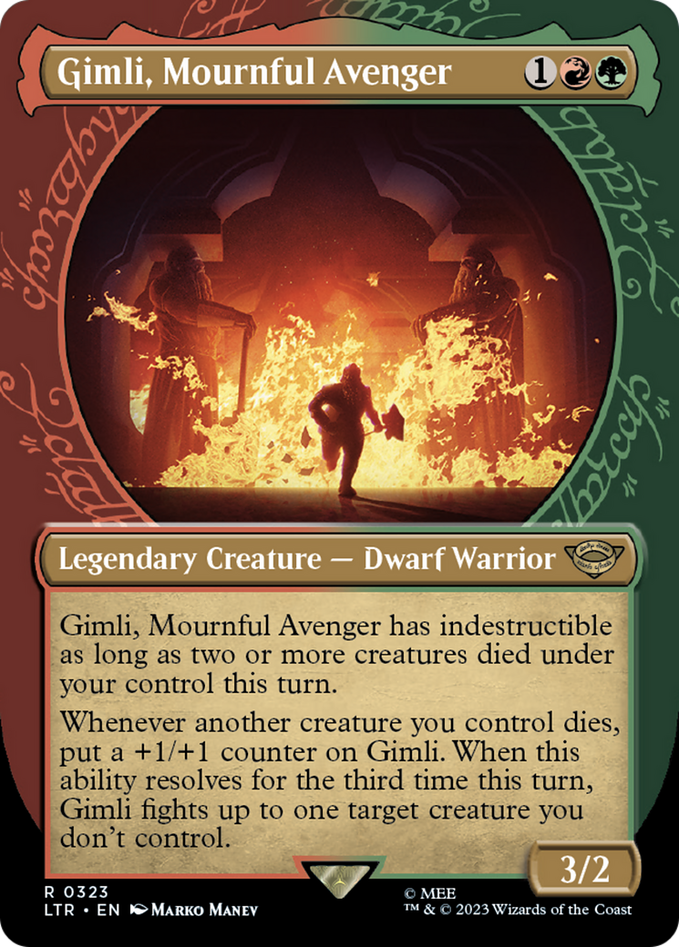 Gimli, Mournful Avenger (Showcase) (LTR-323) (Borderless) [The Lord of the Rings: Tales of Middle-earth] Foil