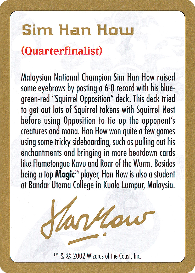 2002 Sim Han How Biography Card [World Championship Decks 2002]