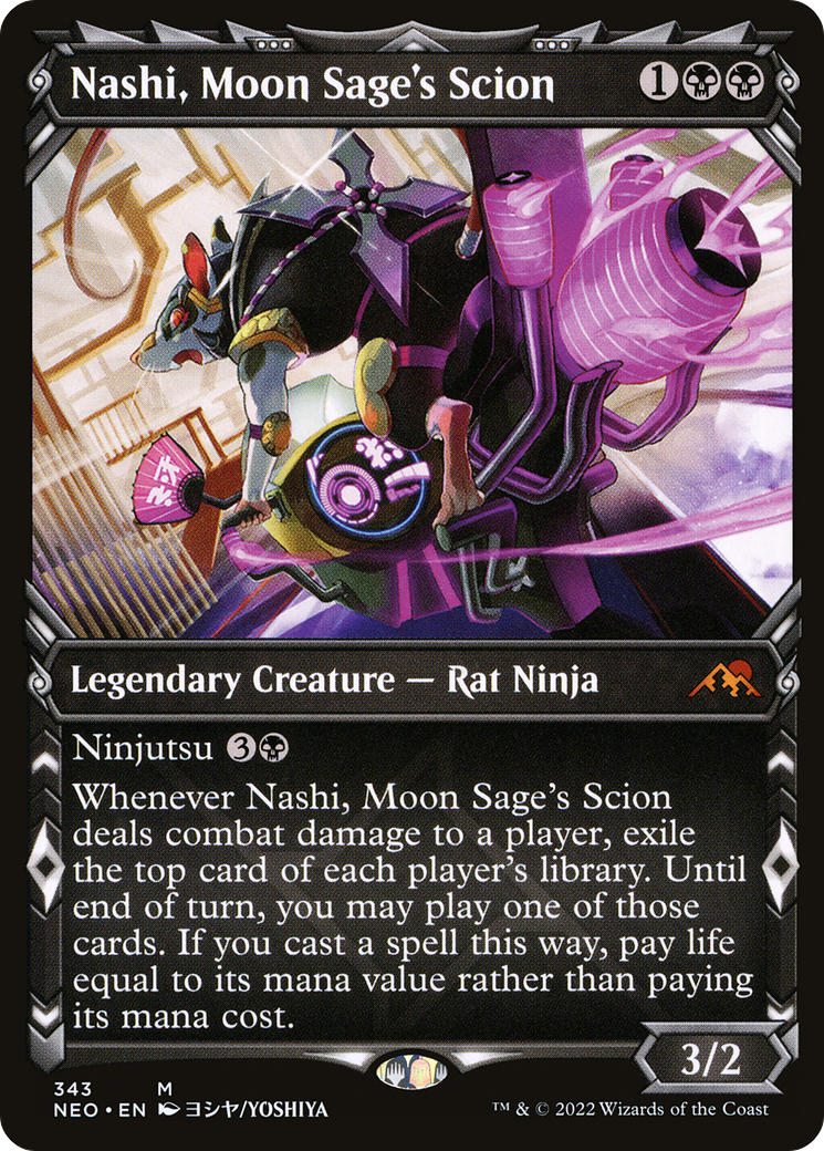 Nashi, Moon Sage's Scion (Showcase) (NEO-343) [Kamigawa: Neon Dynasty] Foil