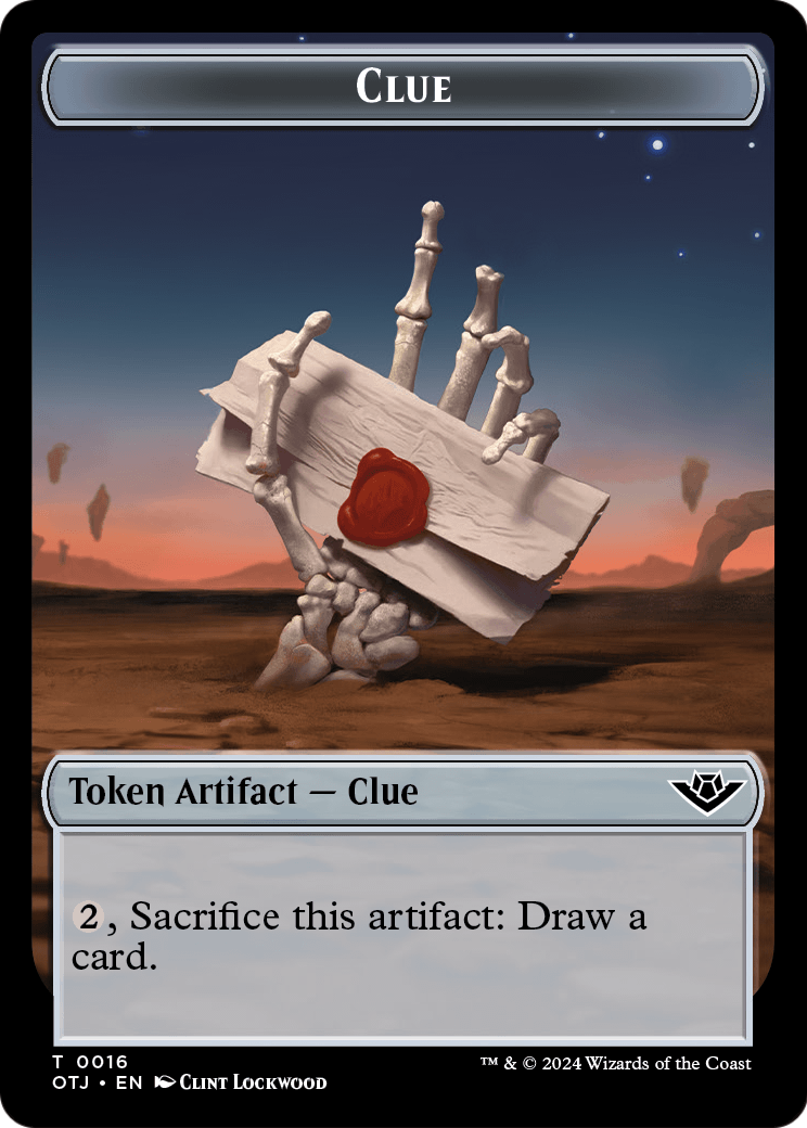 Clue (TOTJ-016) [Outlaws of Thunder Junction Tokens] Foil