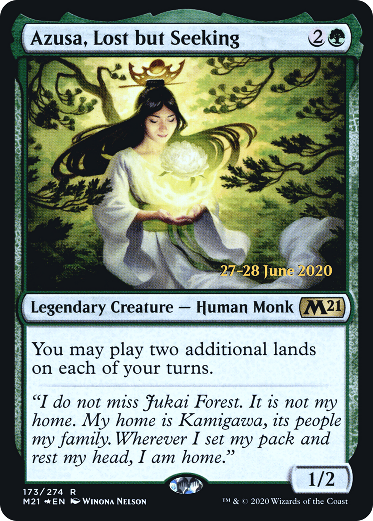 Azusa, Lost but Seeking (PRE-173) [Core Set 2021 Promos] Foil
