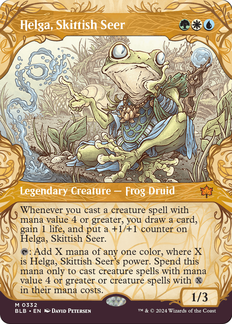Helga, Skittish Seer (Showcase) (BLB-332) (Borderless) [Bloomburrow] Foil