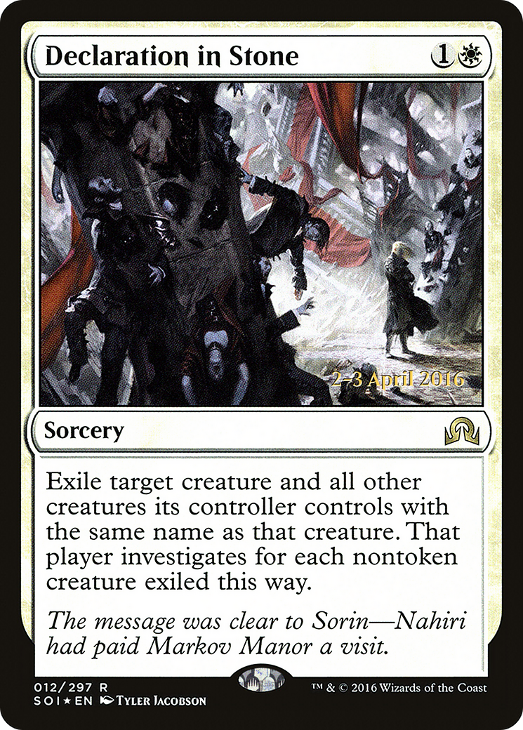 Declaration in Stone (PRE-012) [Shadows over Innistrad Promos] Foil
