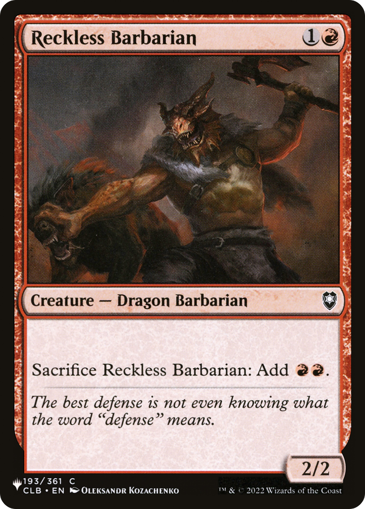 Reckless Barbarian (LIST-193/361) [The List]