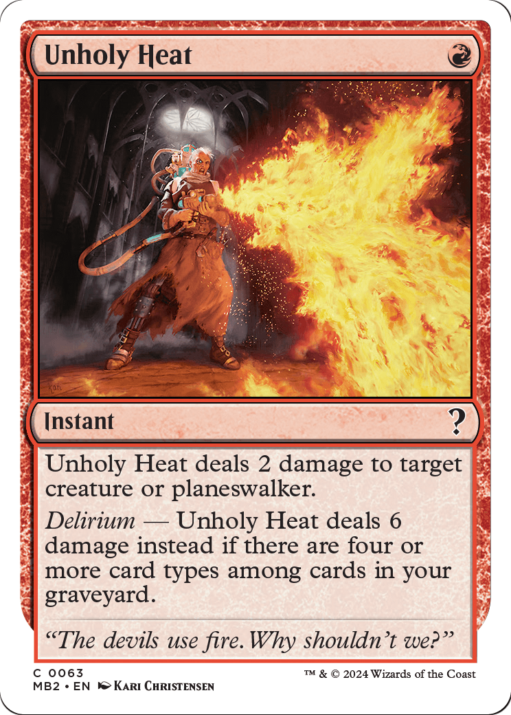 Unholy Heat (White Border) (MB2-063) [Mystery Booster 2]